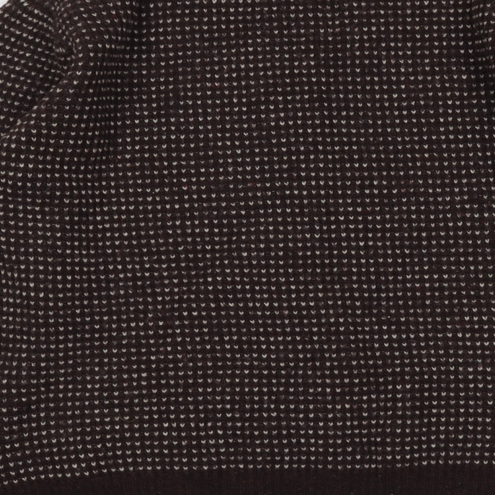 Blue Harbour Mens Brown Round Neck Geometric Wool Pullover Jumper Size 2XL Long Sleeve