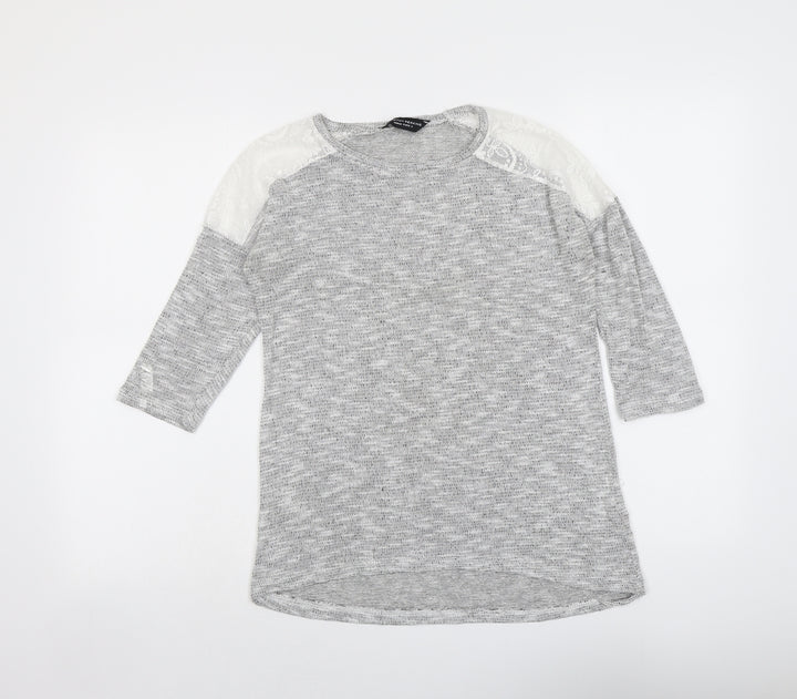 Dorothy Perkins Womens Grey Round Neck Polyester Pullover Jumper Size M