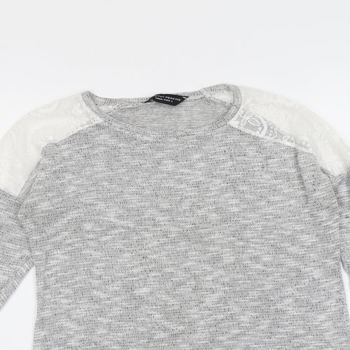 Dorothy Perkins Womens Grey Round Neck Polyester Pullover Jumper Size M