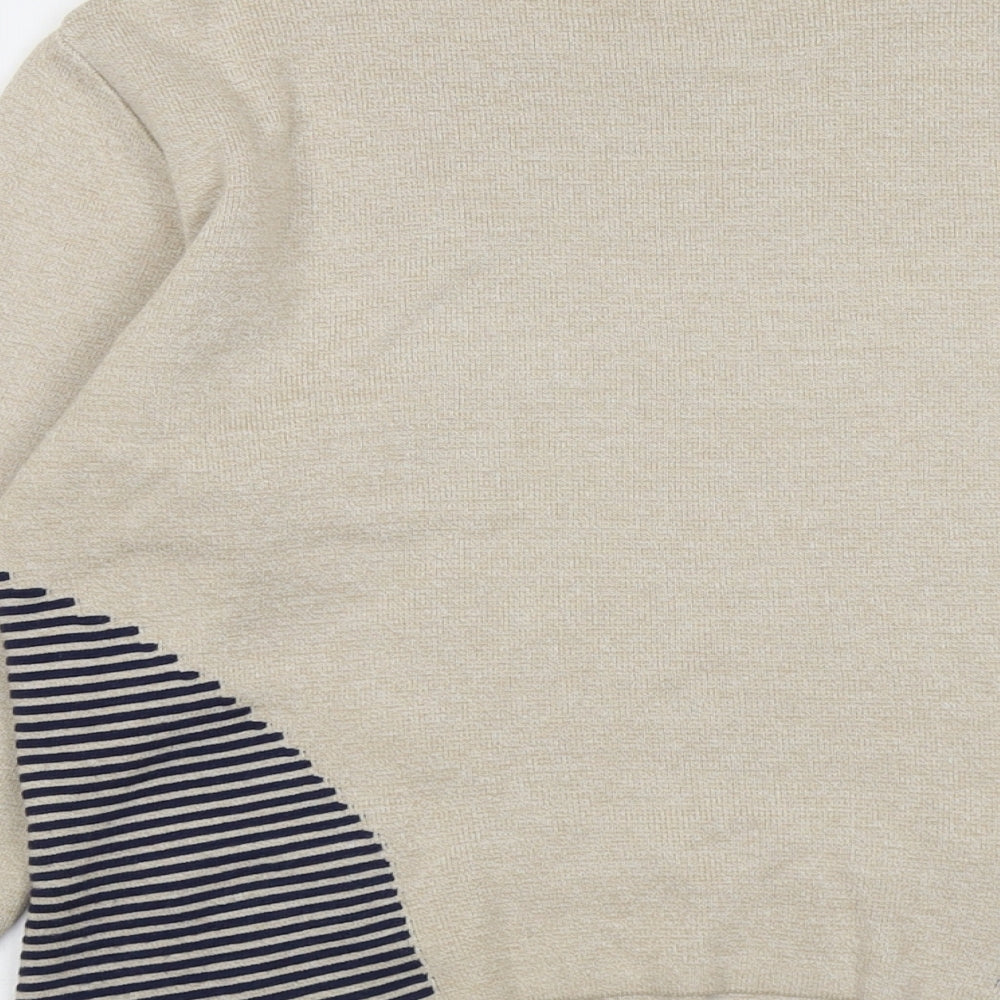 Anne Cramond Womens Beige Round Neck Cotton Pullover Jumper Size M