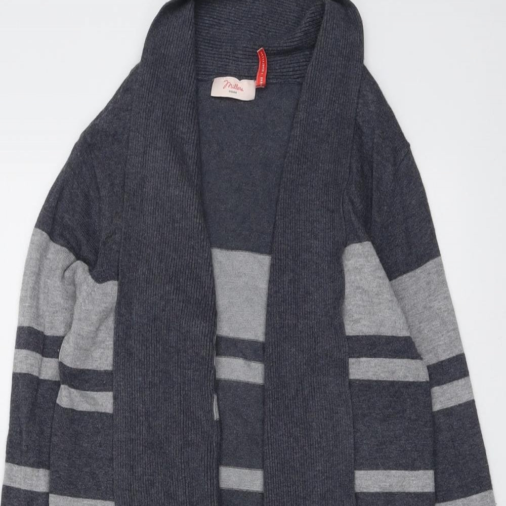 Millers Womens Green V-Neck Striped Viscose Cardigan Jumper Size S