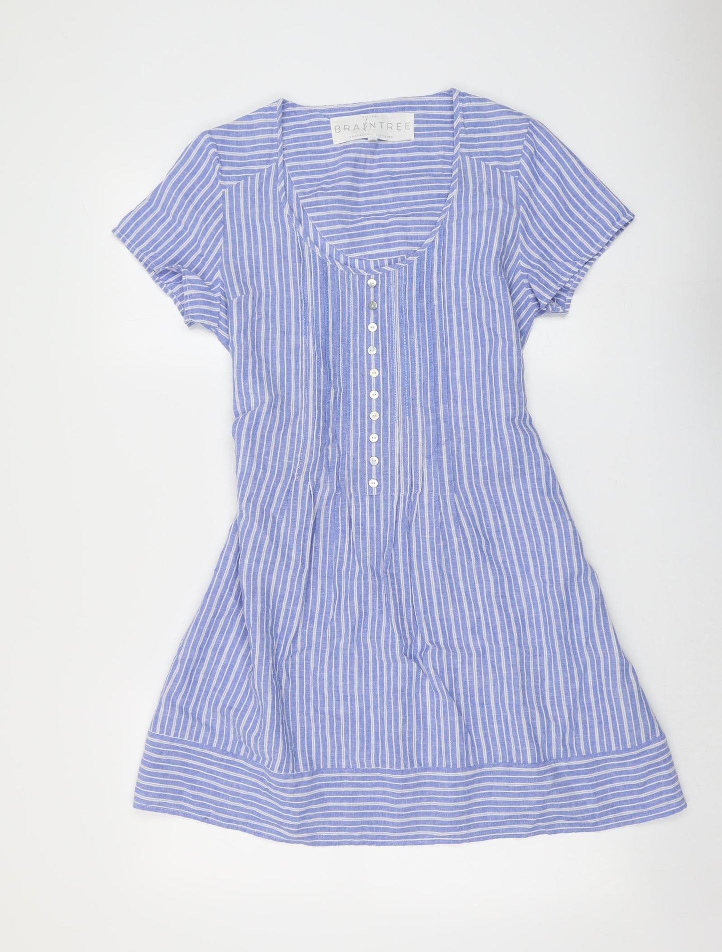 Braintree Womens Beige Striped Hemp T-Shirt Dress Size M Round Neck Pullover