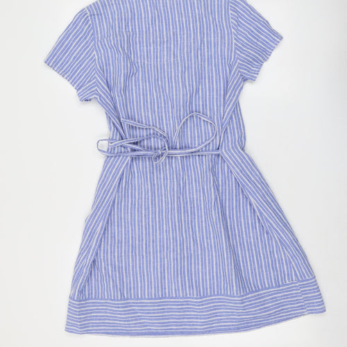 Braintree Womens Beige Striped Hemp T-Shirt Dress Size M Round Neck Pullover