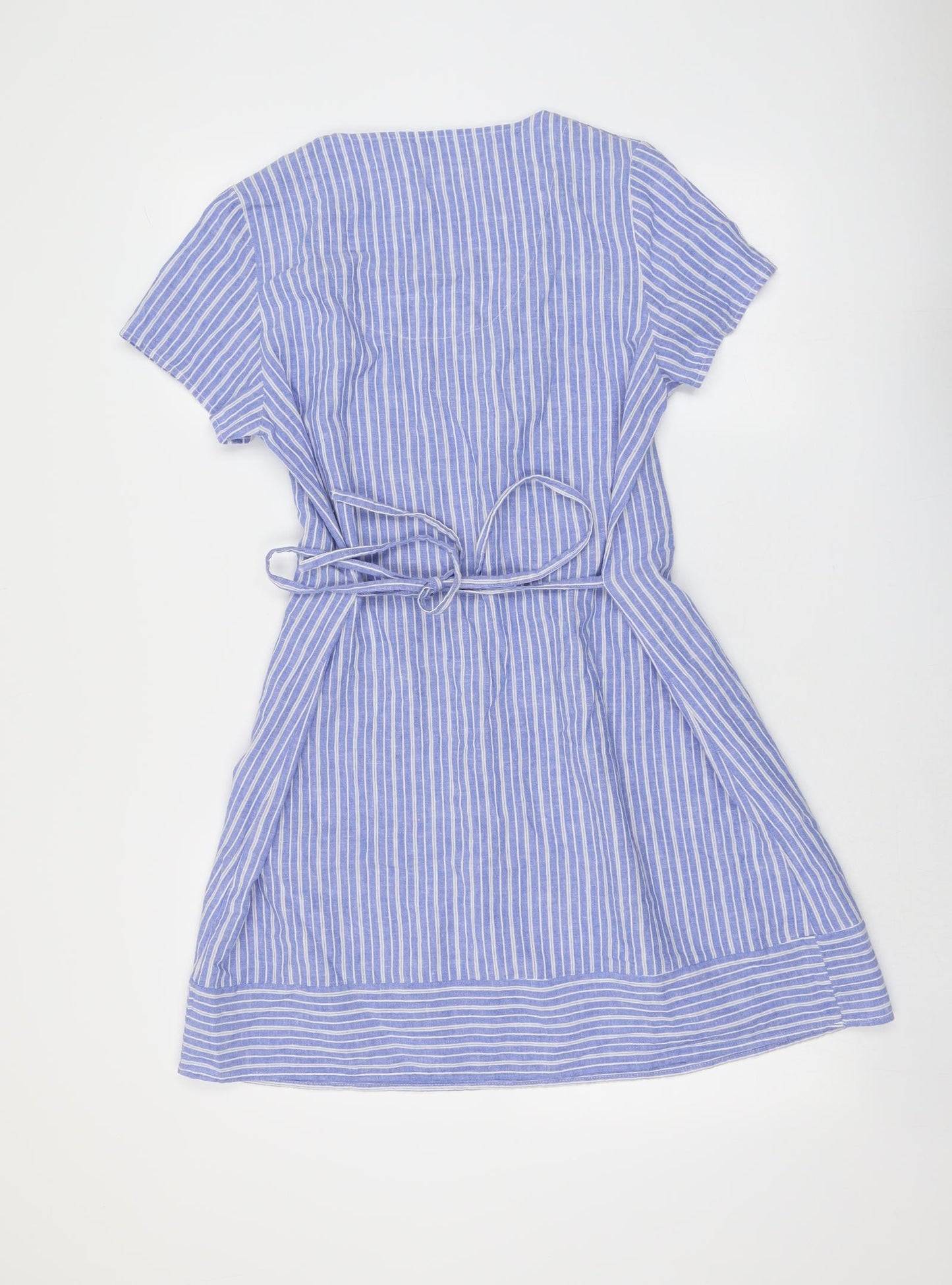 Braintree Womens Beige Striped Hemp T-Shirt Dress Size M Round Neck Pullover