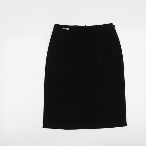 AMARANTO Womens Black Polyester Straight & Pencil Skirt Size 10 Zip