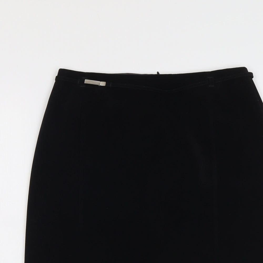 AMARANTO Womens Black Polyester Straight & Pencil Skirt Size 10 Zip