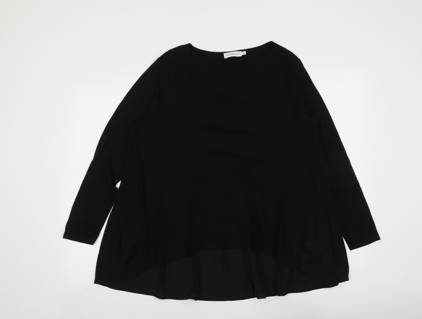 Paraphrase Womens Black Viscose Basic T-Shirt Size XL Round Neck