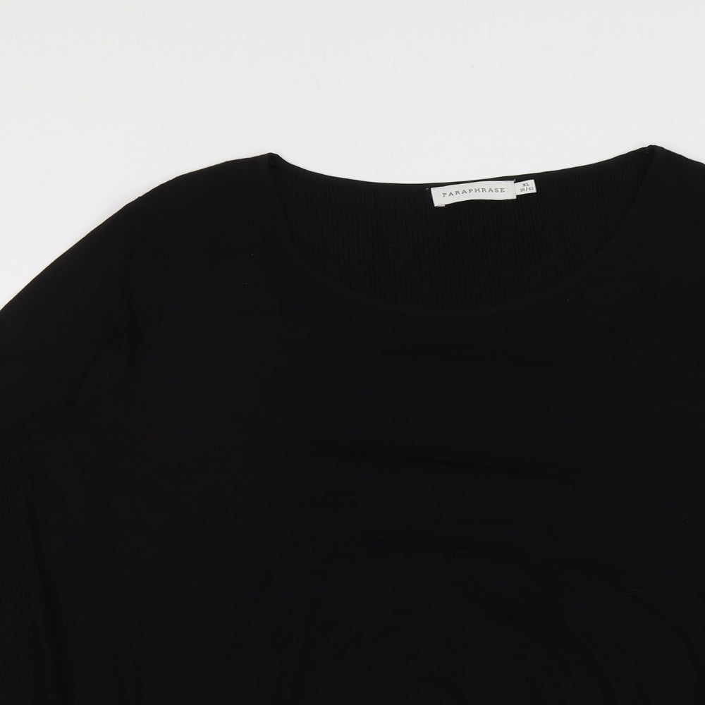 Paraphrase Womens Black Viscose Basic T-Shirt Size XL Round Neck