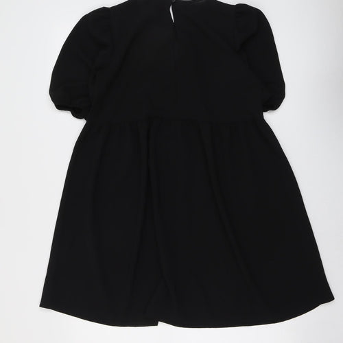 ASOS Womens Black Polyester Trapeze & Swing Size 8 Round Neck Button