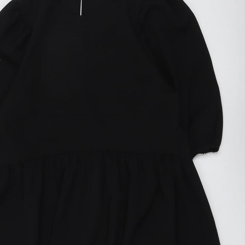 ASOS Womens Black Polyester Trapeze & Swing Size 8 Round Neck Button