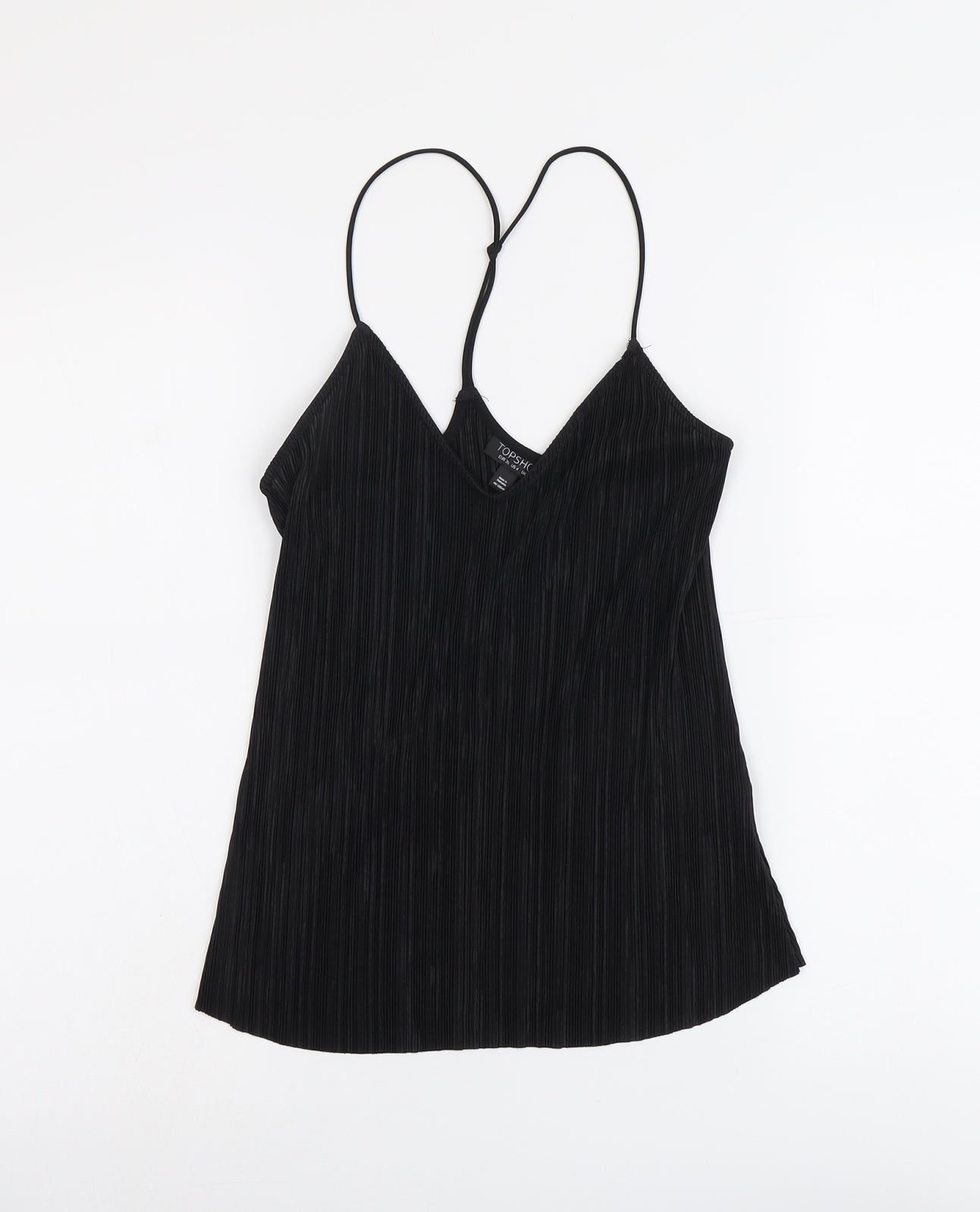 Topshop Womens Black Polyester Basic Tank Size 8 V-Neck