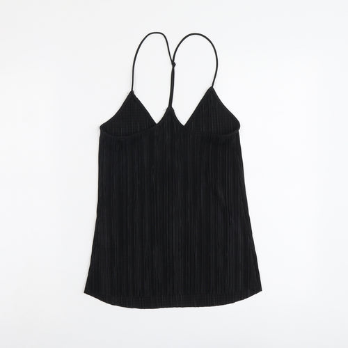Topshop Womens Black Polyester Basic Tank Size 8 V-Neck