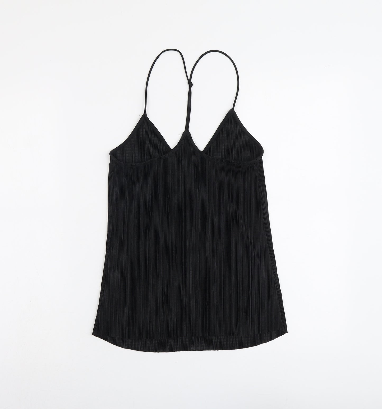 Topshop Womens Black Polyester Basic Tank Size 8 V-Neck