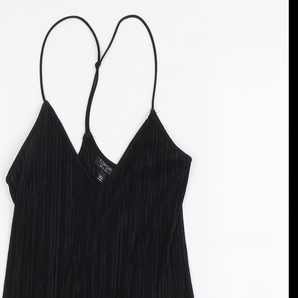 Topshop Womens Black Polyester Basic Tank Size 8 V-Neck