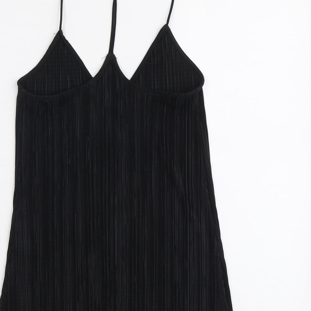 Topshop Womens Black Polyester Basic Tank Size 8 V-Neck