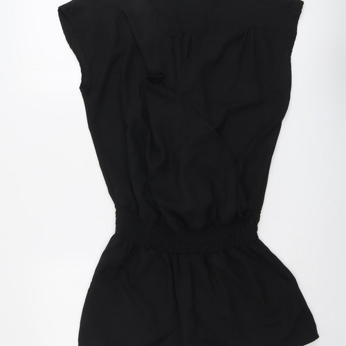 Lolita Lola Womens Black Polyester Playsuit One-Piece Size M Pullover - Wrap Front Detail
