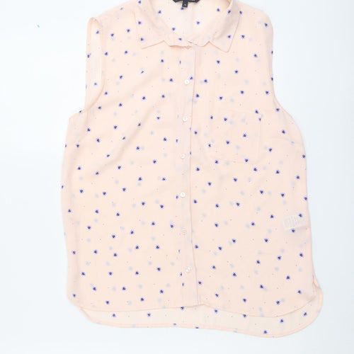 Marks and Spencer Womens Pink Geometric Polyester Basic Tank Size 10 Collared
