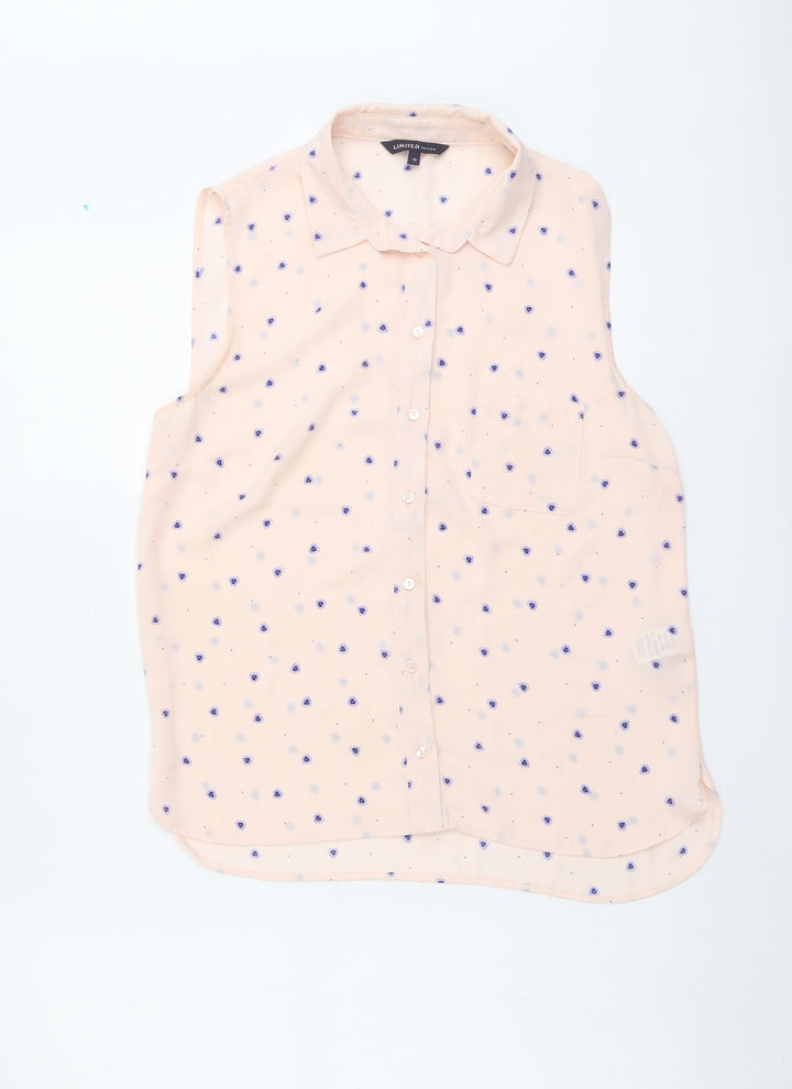 Marks and Spencer Womens Pink Geometric Polyester Basic Tank Size 10 Collared