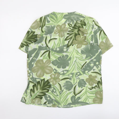 Citylife Womens Green Geometric Polyester Basic Button-Up Size 10 Round Neck - Leaf Print