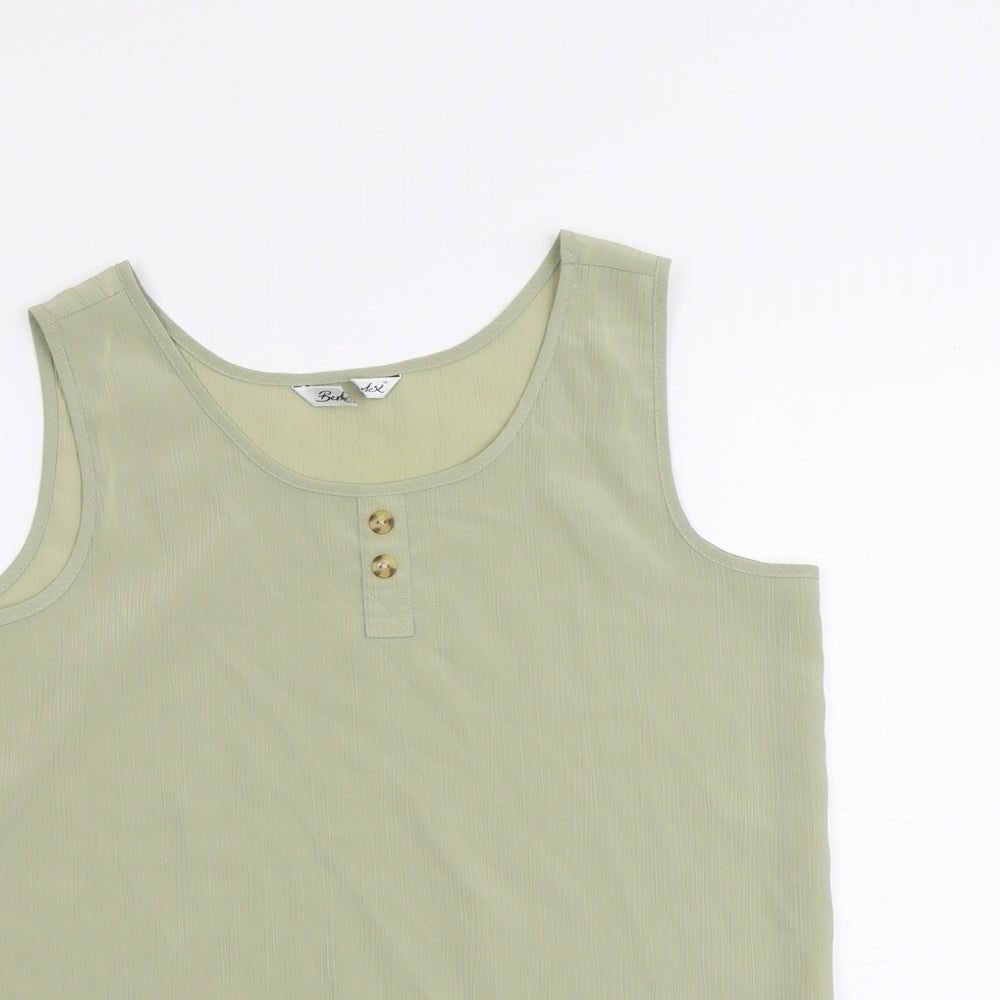 Berkertex Womens Green Polyester Basic Tank Size 12 Round Neck