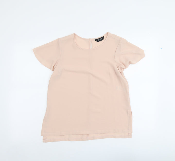 Dorothy Perkins Womens Pink Polyester Basic T-Shirt Size 8 Round Neck