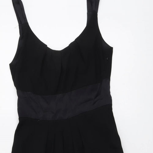 Linea Womens Black Polyester Skater Dress Size 10 Round Neck Zip