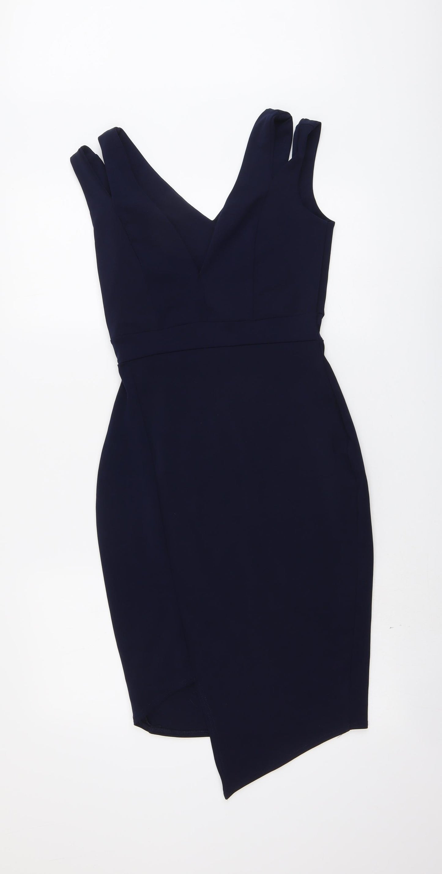 Boohoo Womens Blue Polyester Bodycon Size 10 V-Neck Pullover