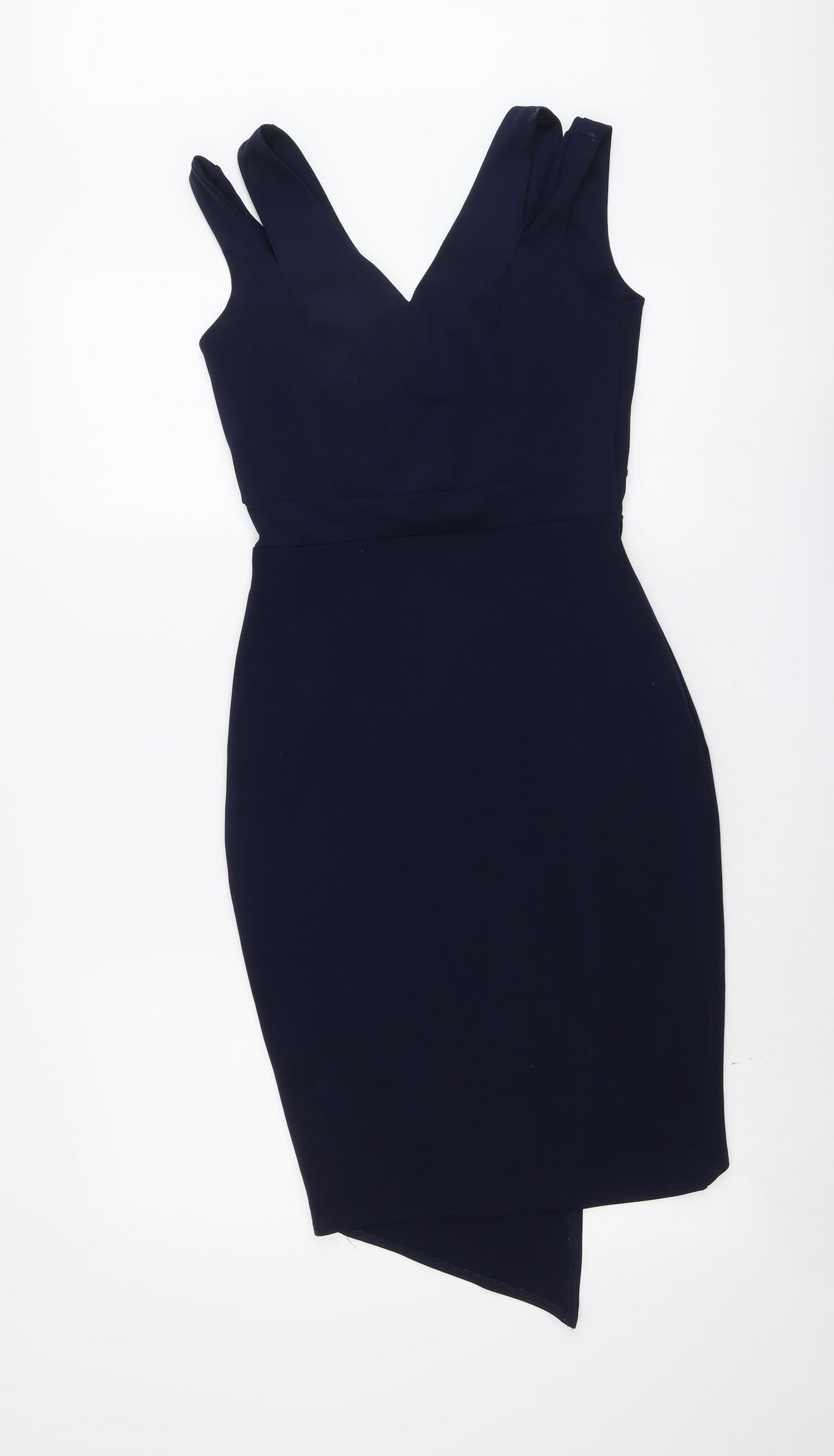 Boohoo Womens Blue Polyester Bodycon Size 10 V-Neck Pullover