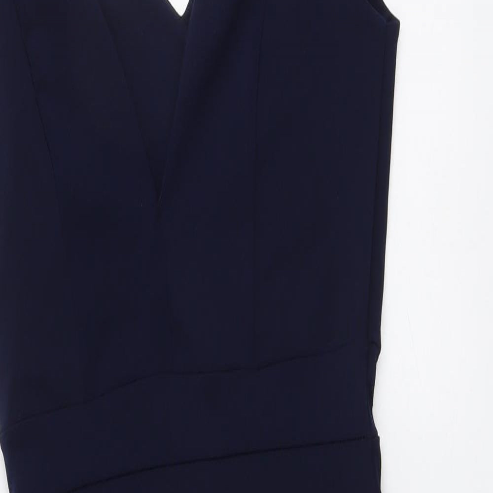 Boohoo Womens Blue Polyester Bodycon Size 10 V-Neck Pullover