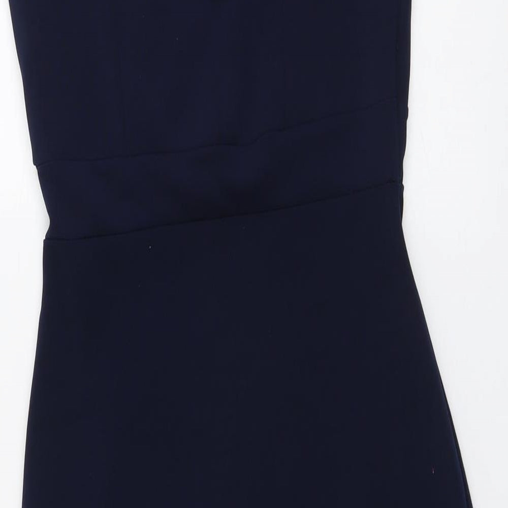 Boohoo Womens Blue Polyester Bodycon Size 10 V-Neck Pullover