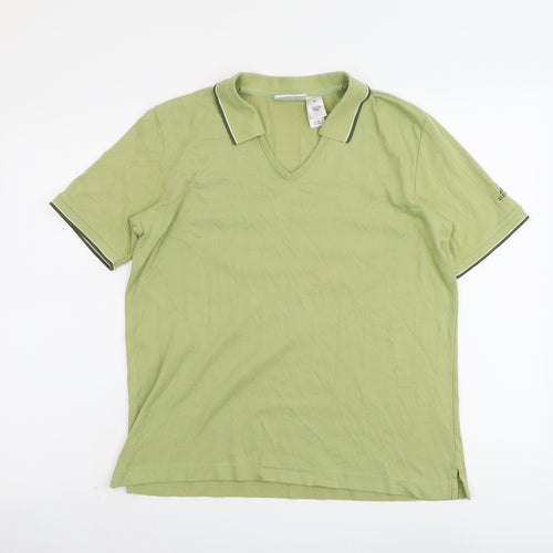 Lizgolf Womens Green Cotton Basic T-Shirt Size M Collared