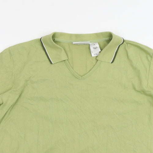 Lizgolf Womens Green Cotton Basic T-Shirt Size M Collared