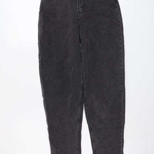 H&M Womens Grey Cotton Mom Jeans Size 8 L28 in Regular Button