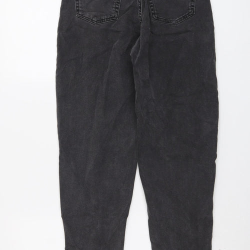 H&M Womens Grey Cotton Mom Jeans Size 8 L28 in Regular Button