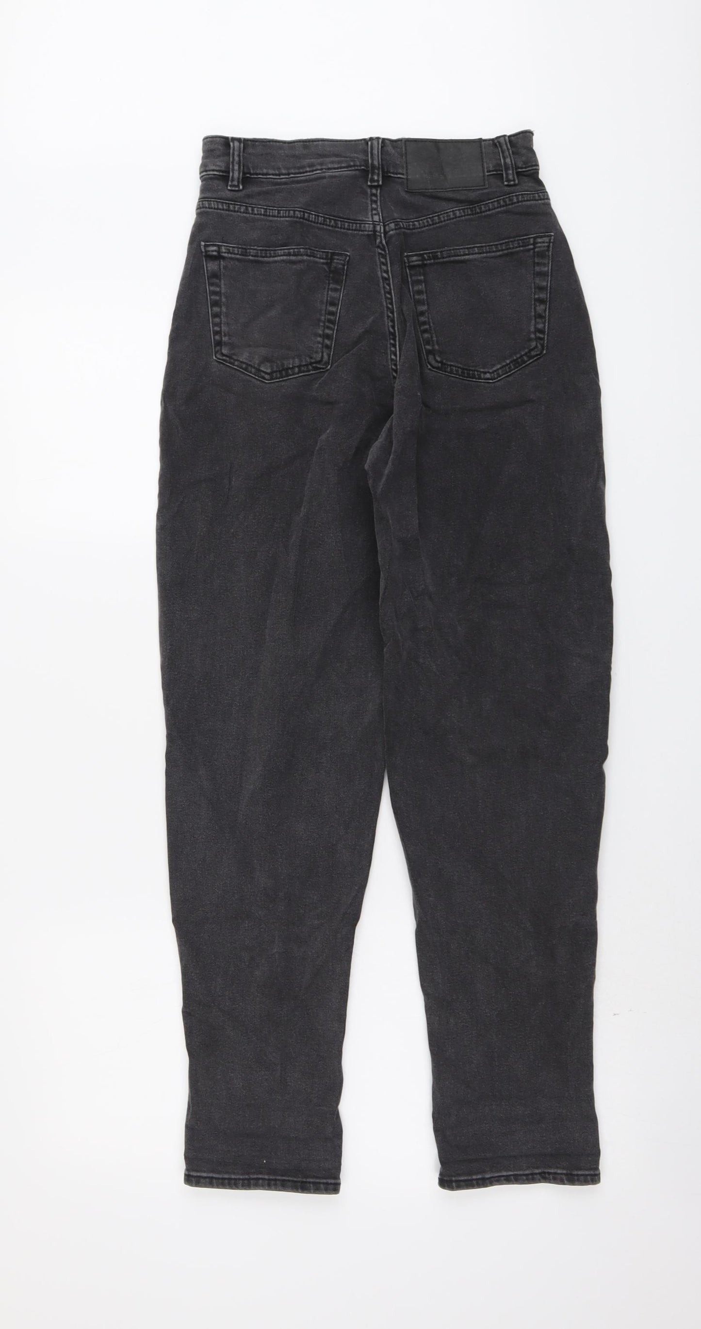 H&M Womens Grey Cotton Mom Jeans Size 8 L28 in Regular Button