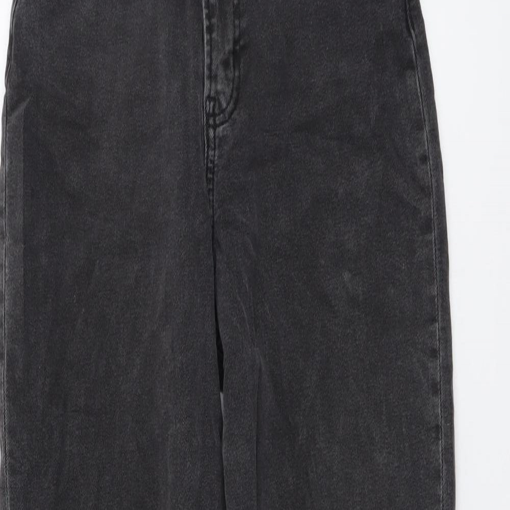 H&M Womens Grey Cotton Mom Jeans Size 8 L28 in Regular Button
