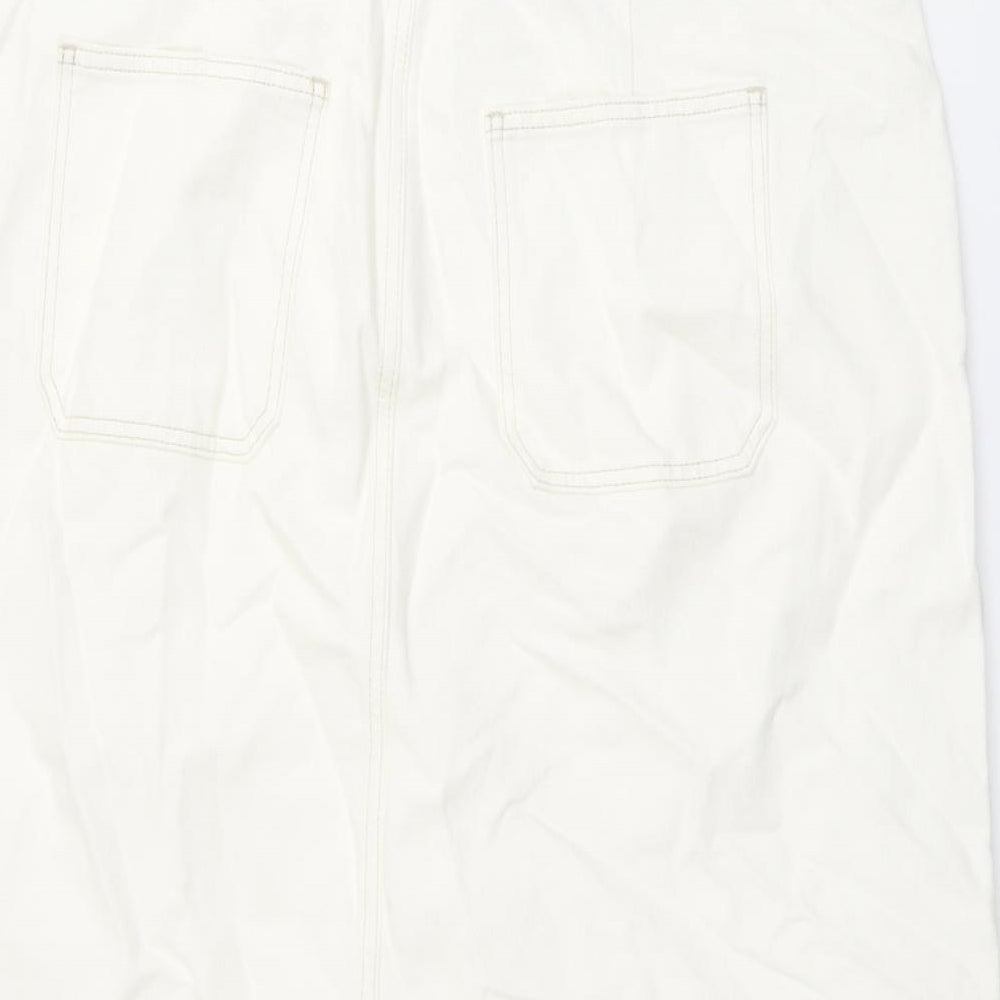 Marks and Spencer Womens Ivory Cotton A-Line Skirt Size 22 Button