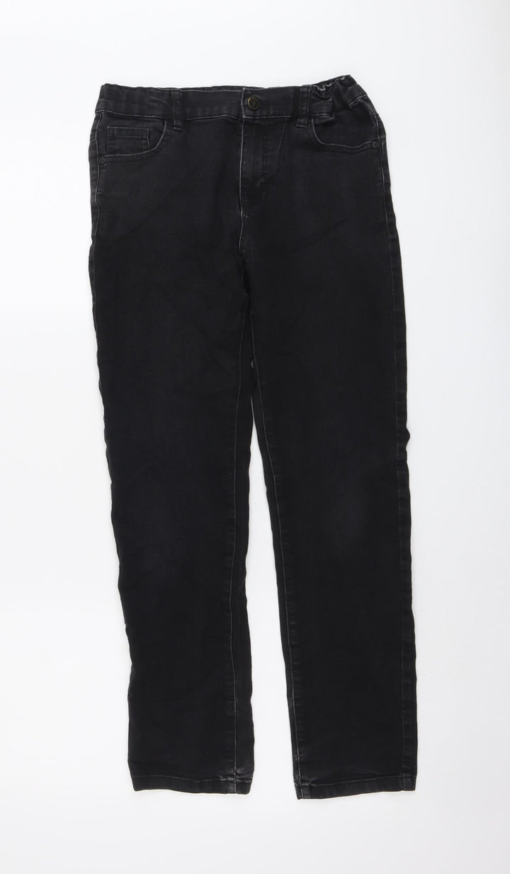 Marks and Spencer Boys Grey Cotton Straight Jeans Size 11-12 Years Regular Button