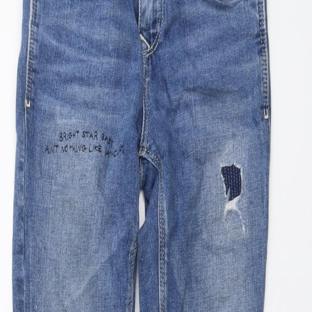 Tommy Hilfiger Boys Blue Cotton Straight Jeans Size 10 Years Regular Button - Distressed