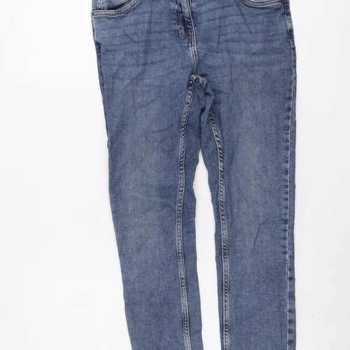 NEXT Womens Blue Cotton Skinny Jeans Size 12 L28 in Regular Button
