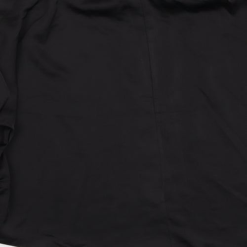 Boohoo Womens Black Polyester Basic Button-Up Size 10 Collared