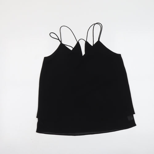 New Look Womens Black Polyester Basic Tank Size 10 V-Neck