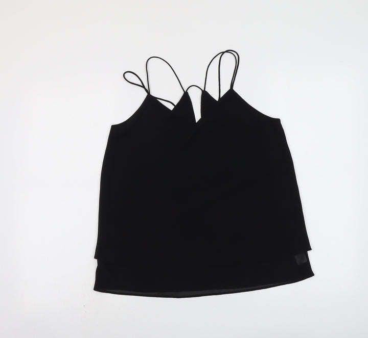 New Look Womens Black Polyester Basic Tank Size 10 V-Neck