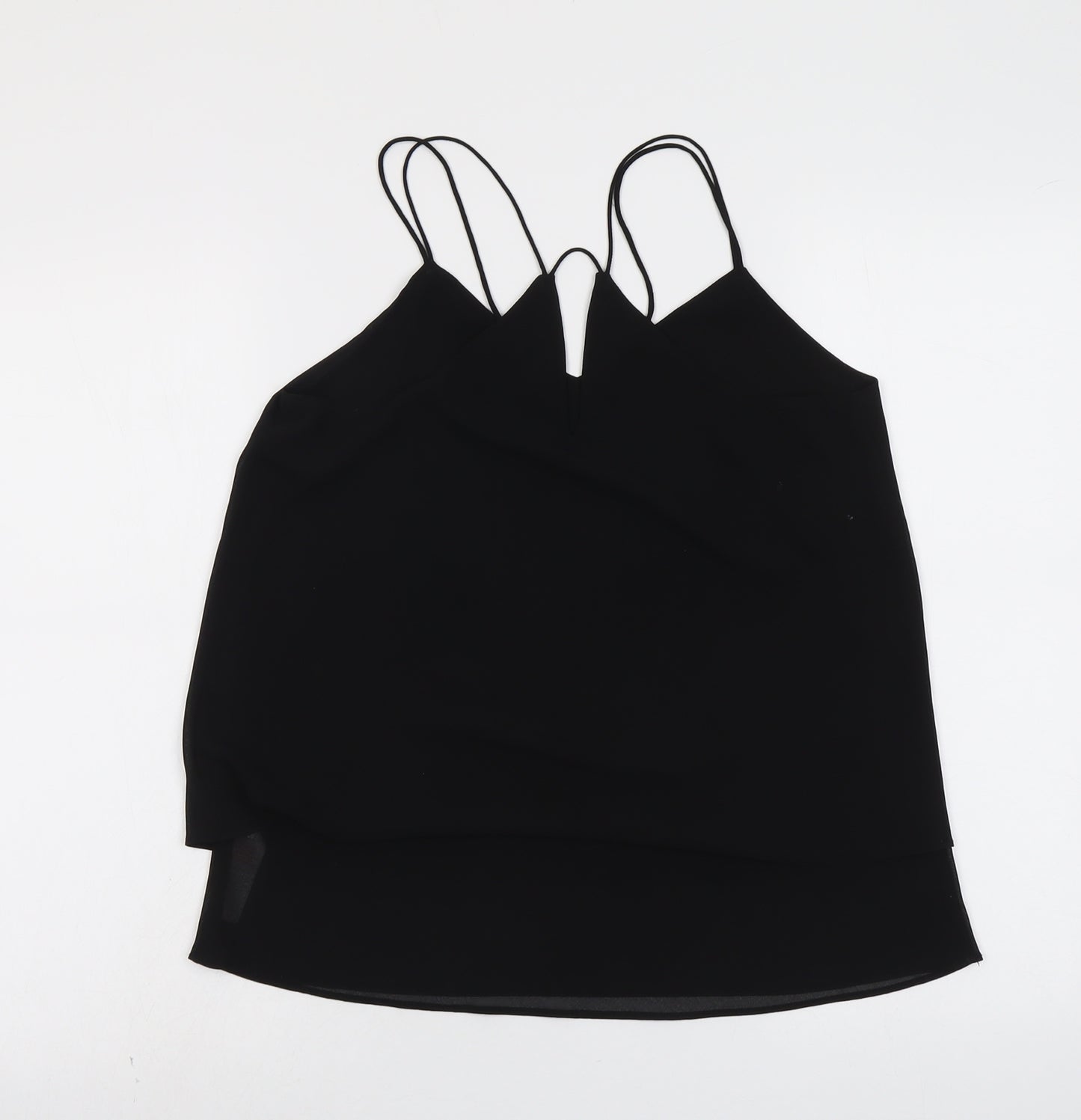 New Look Womens Black Polyester Basic Tank Size 10 V-Neck