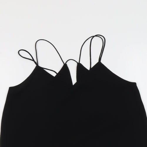 New Look Womens Black Polyester Basic Tank Size 10 V-Neck