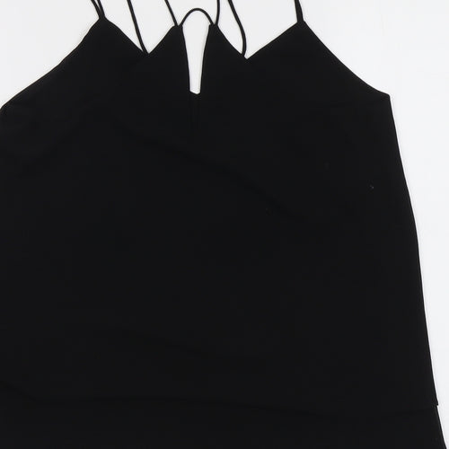 New Look Womens Black Polyester Basic Tank Size 10 V-Neck