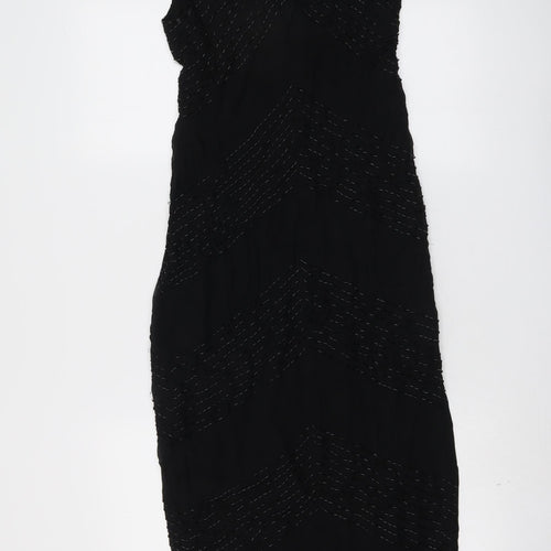 Linea Womens Black Viscose Shift Size 10 V-Neck Zip