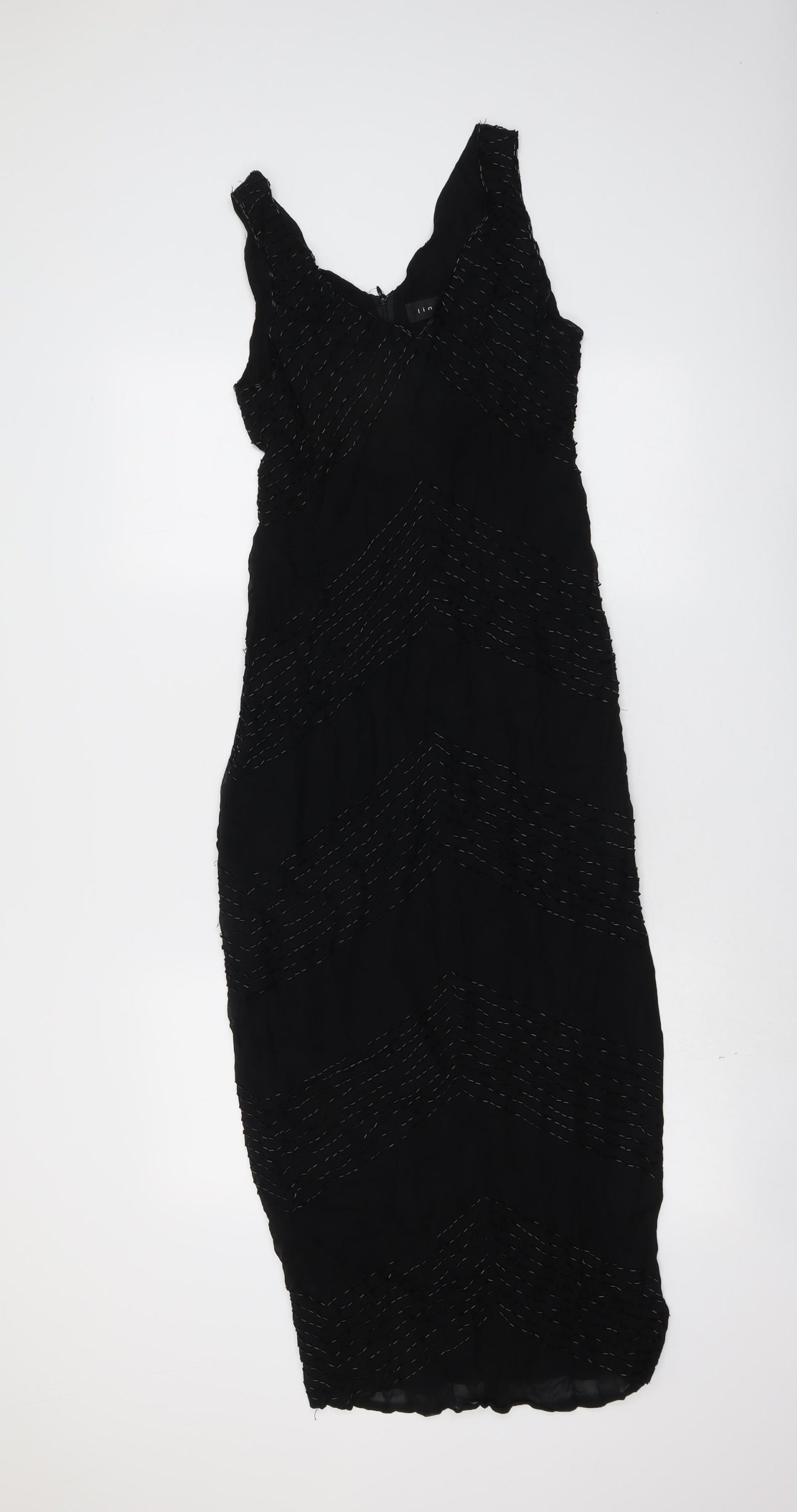 Linea Womens Black Viscose Shift Size 10 V-Neck Zip