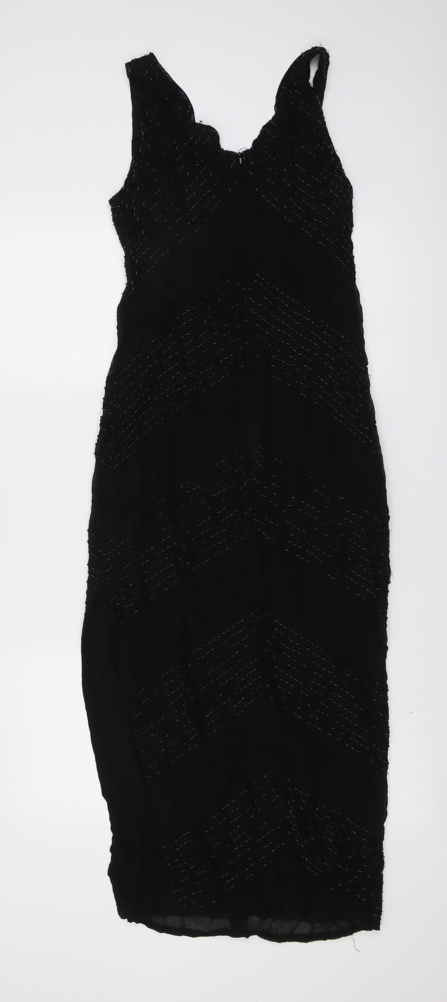 Linea Womens Black Viscose Shift Size 10 V-Neck Zip