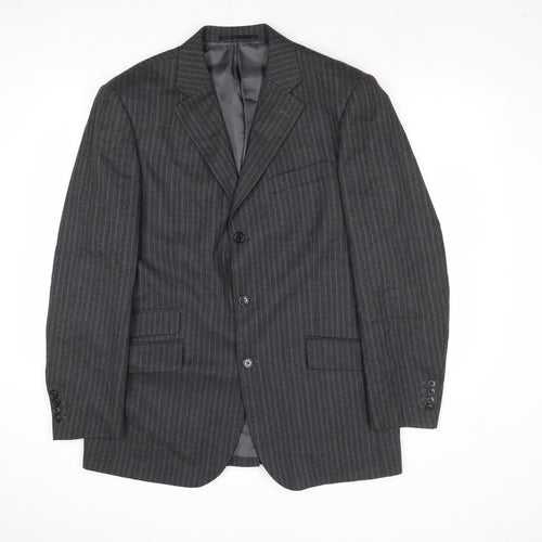 Antich Collection Mens Grey Striped Wool Jacket Suit Jacket Size 40 Regular